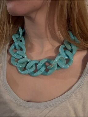 PONO by Joan Goodman Italian Resin Necklace in Turquoise Statement Jewelry